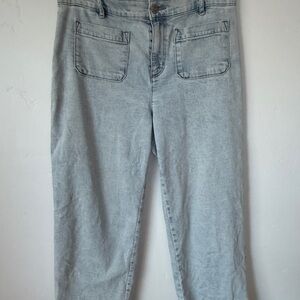 LOFT Petite Cropped Wide Leg Women Jeans in Light Blue Wash